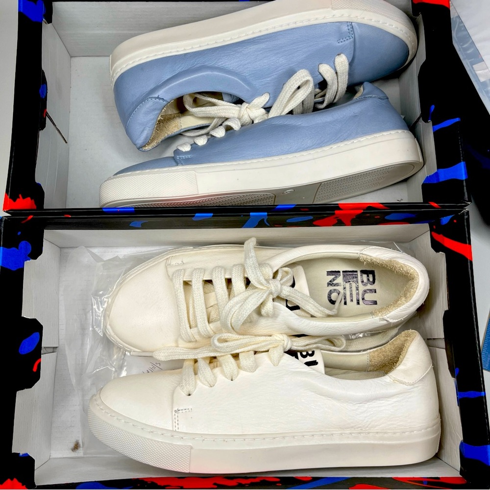 Bueno Rascal Light Blue or Cream Casual Leather Lace Up Size 37 US 6.5-7